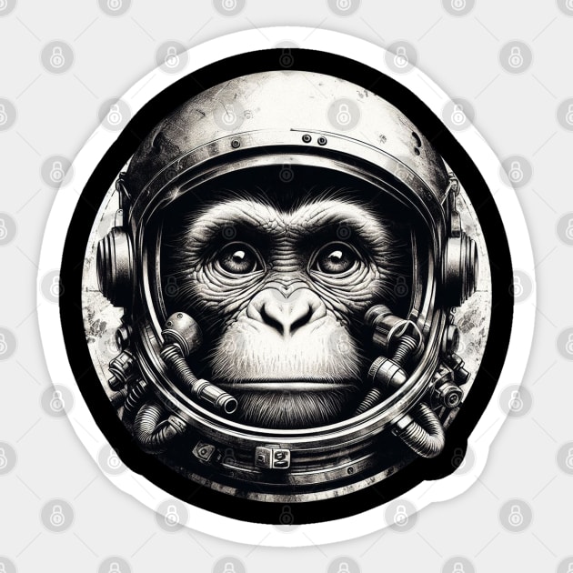 Astronaut Monkey wearing space helmet, meditate Sticker by CareTees